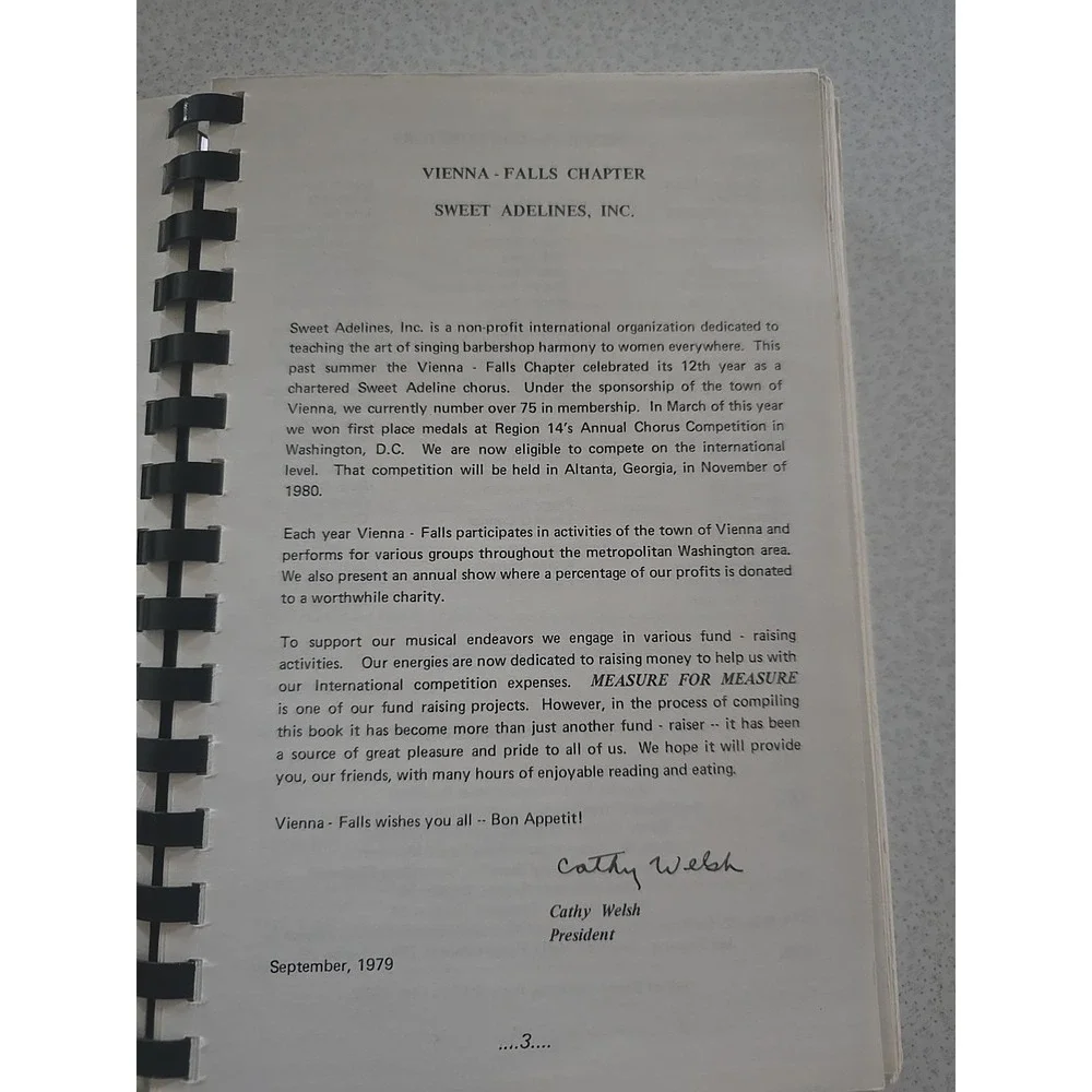 Measure for Measure (1979) - Sweet Adelines - Favorite Vintage Recipes 3rd Print